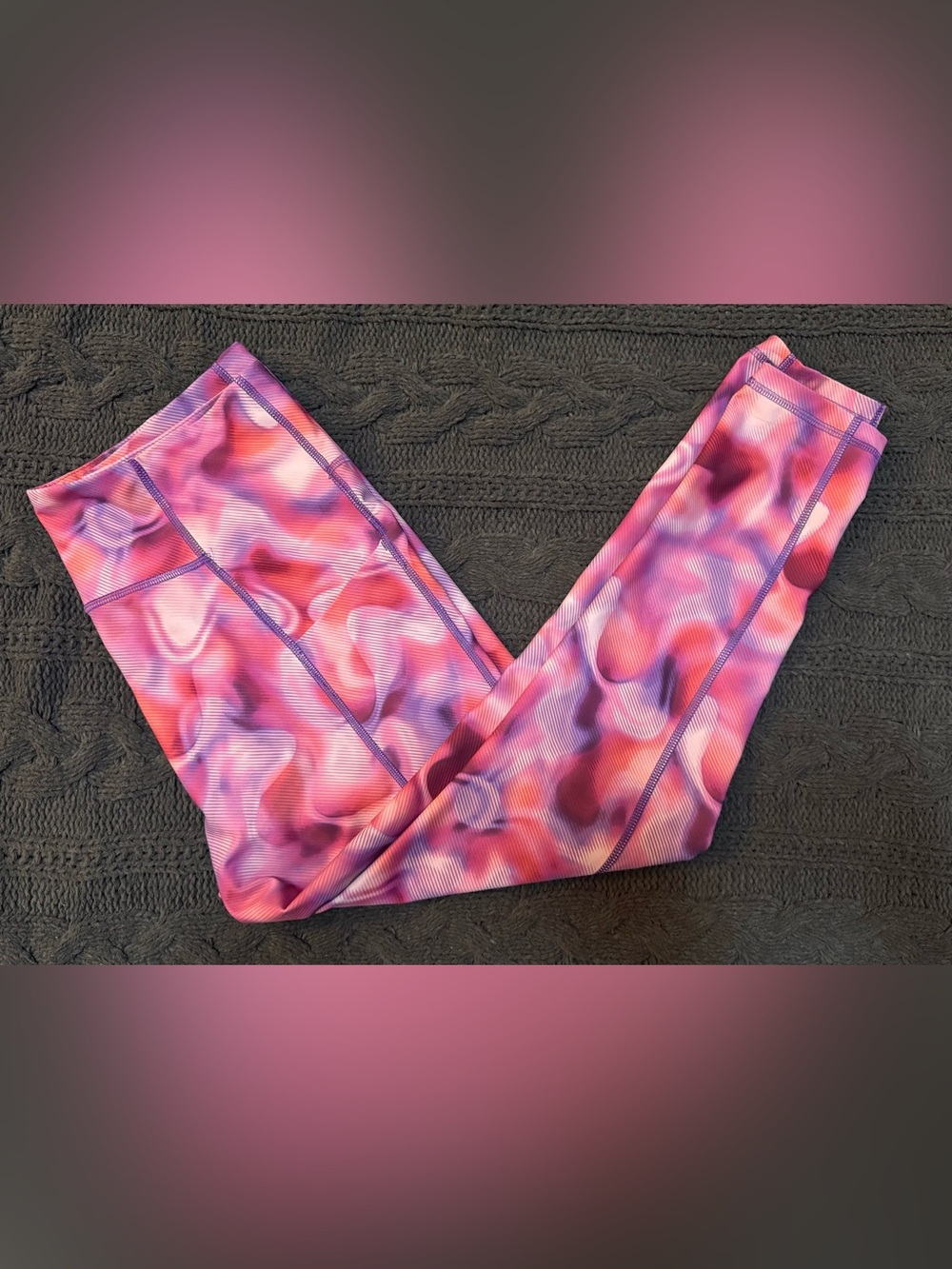 Tek Gear Ultrastretch Leggings, Large, Women's, Pink & Purple Swirl Design